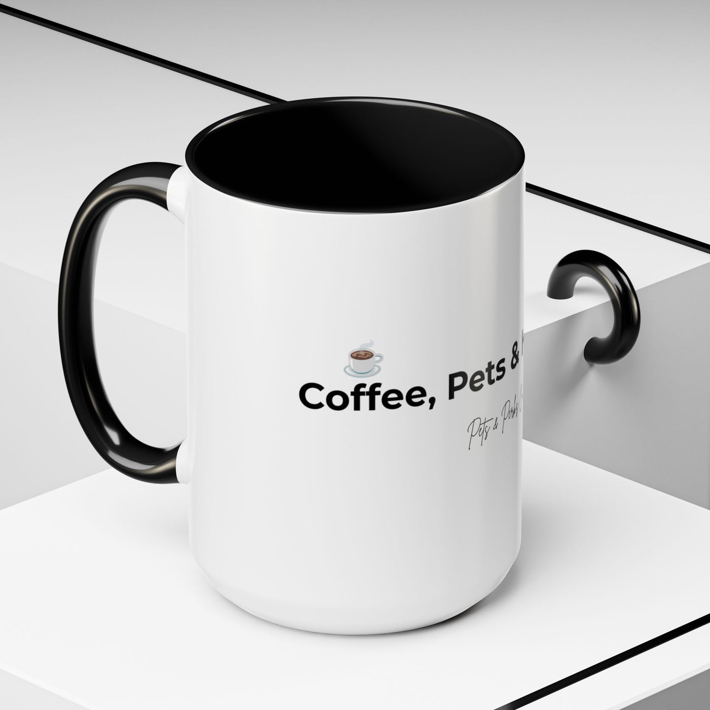 Coffee Mug – "Coffee, Pets & Happiness" Accent Ceramic Mug (11/15 oz)