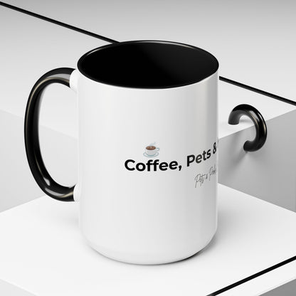 Coffee Mug – "Coffee, Pets & Happiness" Accent Ceramic Mug (11/15 oz)