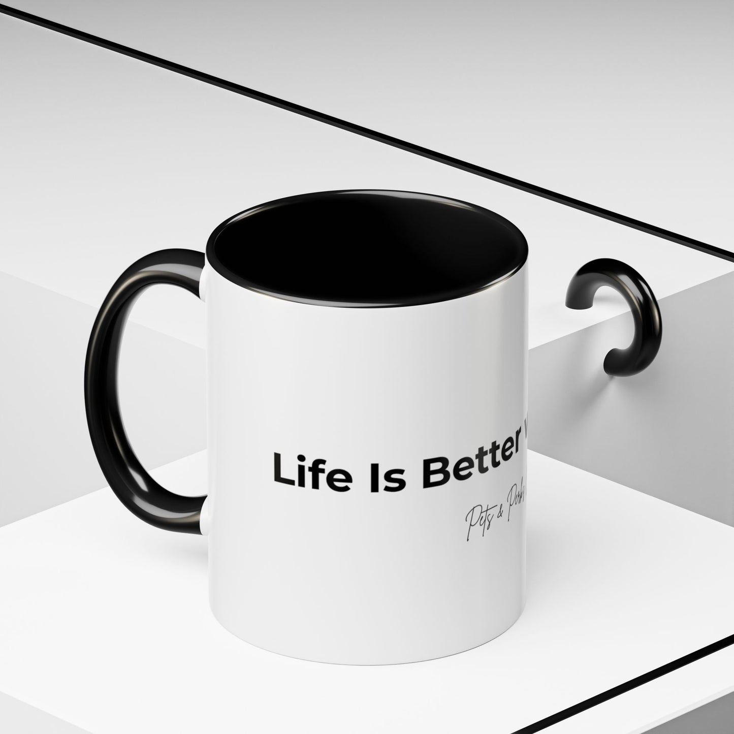 Coffee Mug – "Life is Better with Paws" Accent Ceramic Mug (11/15 oz)