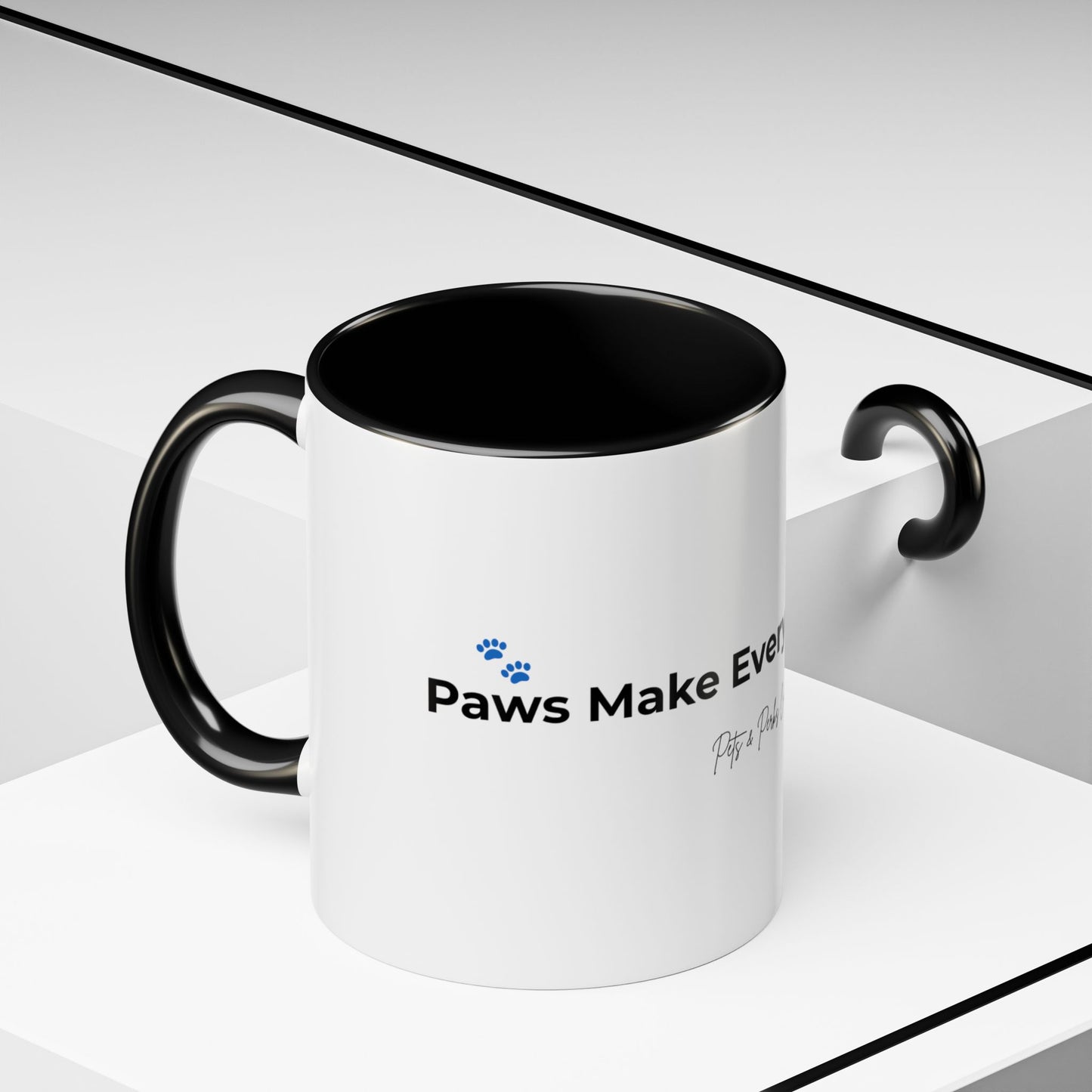 Coffee Mug – "Paws Make Every Day Better" Accent Ceramic Mug (11/15 oz)