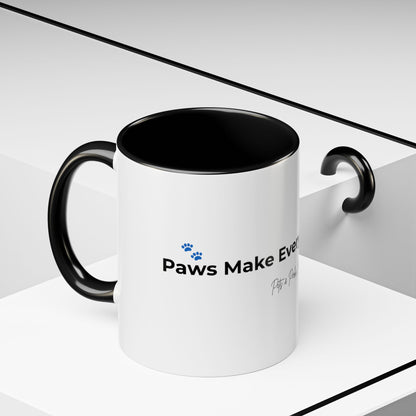 Coffee Mug – "Paws Make Every Day Better" Accent Ceramic Mug (11/15 oz)