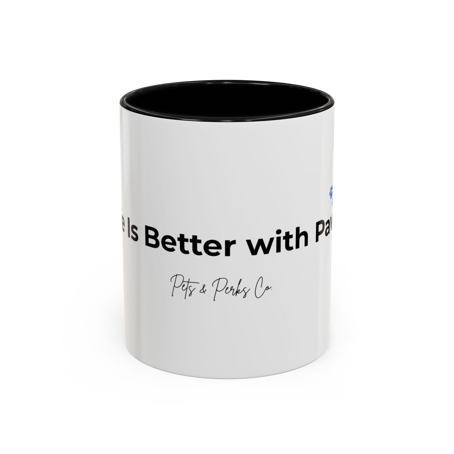 Coffee Mug – "Life is Better with Paws" Accent Ceramic Mug (11/15 oz)