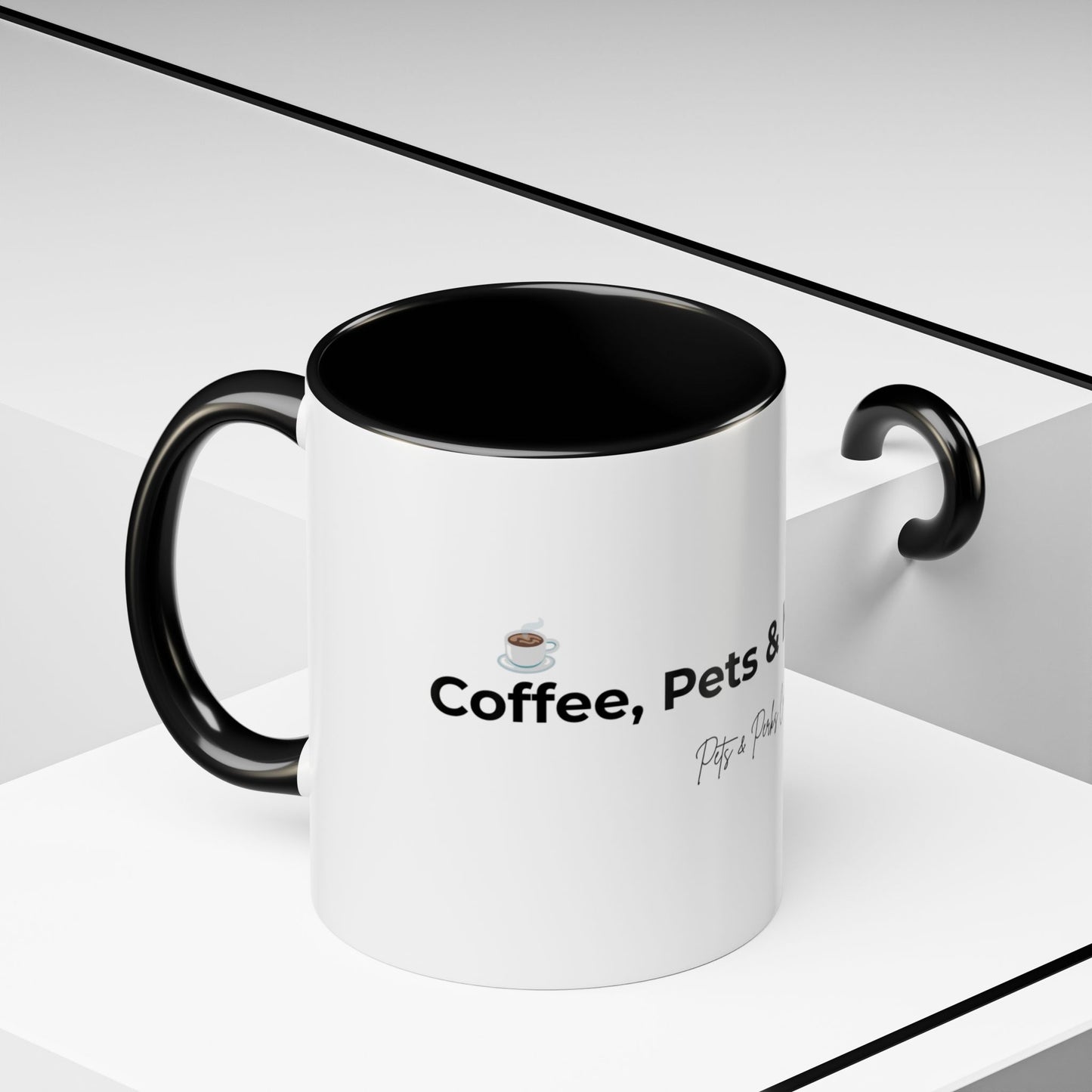 Coffee Mug – "Coffee, Pets & Happiness" Accent Ceramic Mug (11/15 oz)