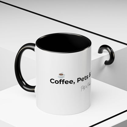 Coffee Mug – "Coffee, Pets & Happiness" Accent Ceramic Mug (11/15 oz)