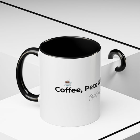 Coffee Mug – "Coffee, Pets & Happiness" Accent Ceramic Mug (11/15 oz)