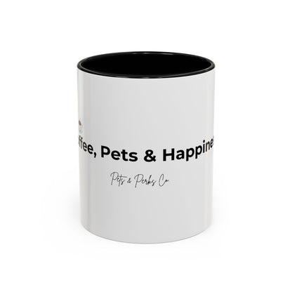 Coffee Mug – "Coffee, Pets & Happiness" Accent Ceramic Mug (11/15 oz)